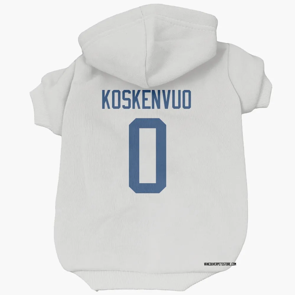 Vancouver Canucks Aku Koskenvuo White Pet Hoodie for Dog & Cat