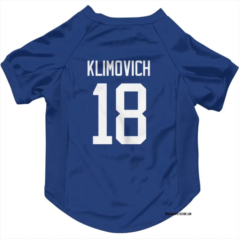 Vancouver Canucks Danila Klimovich Blue Pet Jersey for Dog & Cat