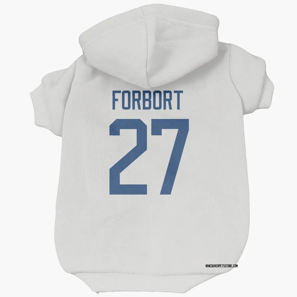 Vancouver Canucks Derek Forbort White Pet Hoodie for Dog & Cat