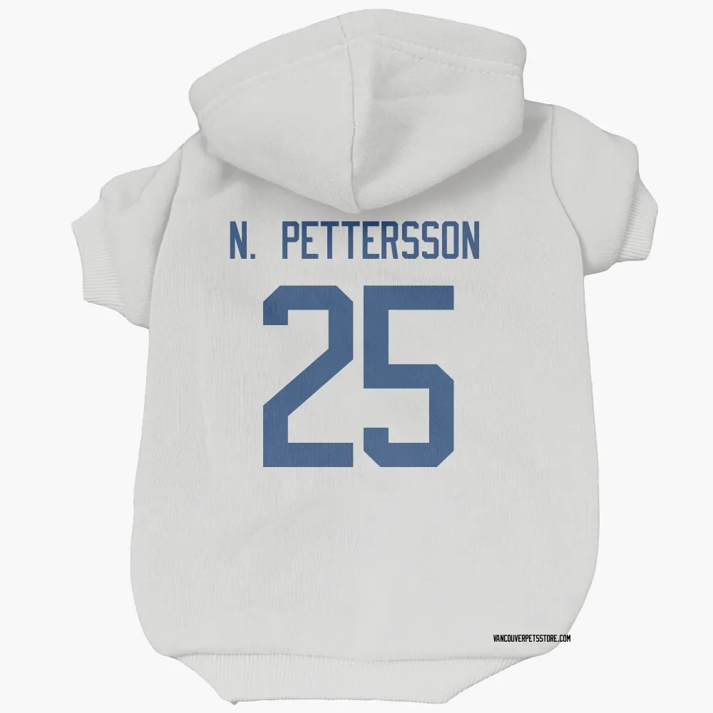 Vancouver Canucks Elias N. Pettersson White Pet Hoodie for Dog & Cat