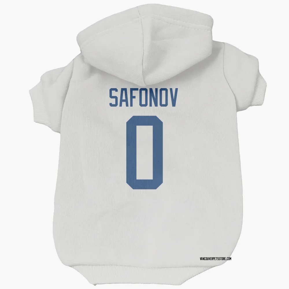 Vancouver Canucks Ilya Safonov White Pet Hoodie for Dog & Cat