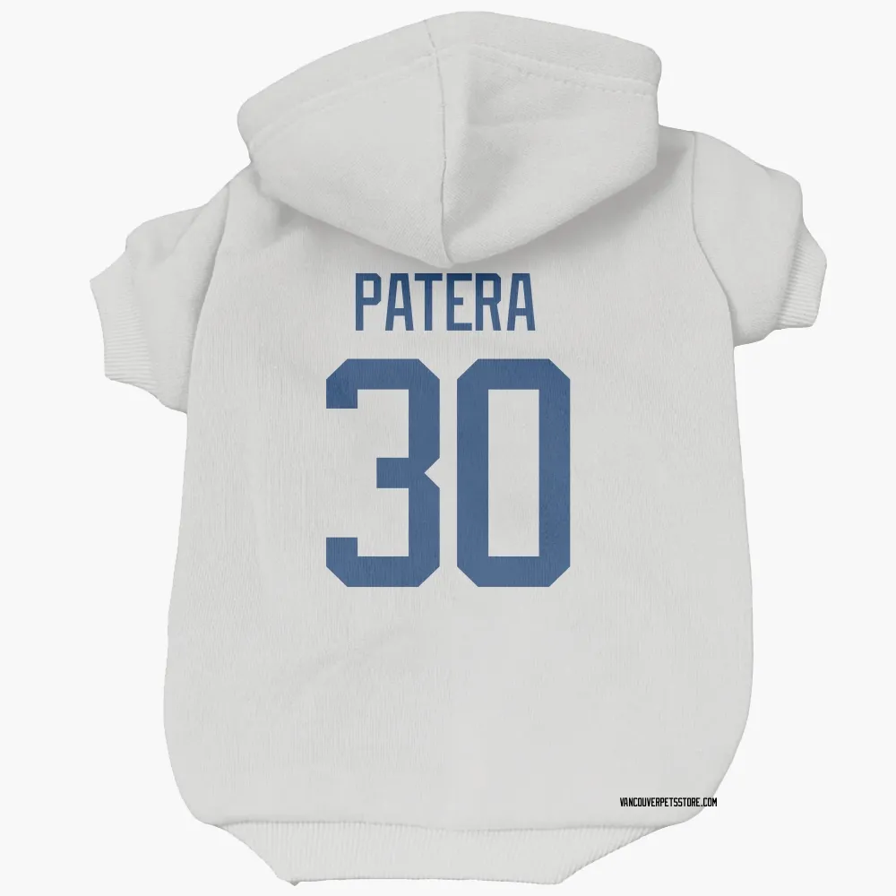 Vancouver Canucks Jiri Patera White Pet Hoodie for Dog & Cat