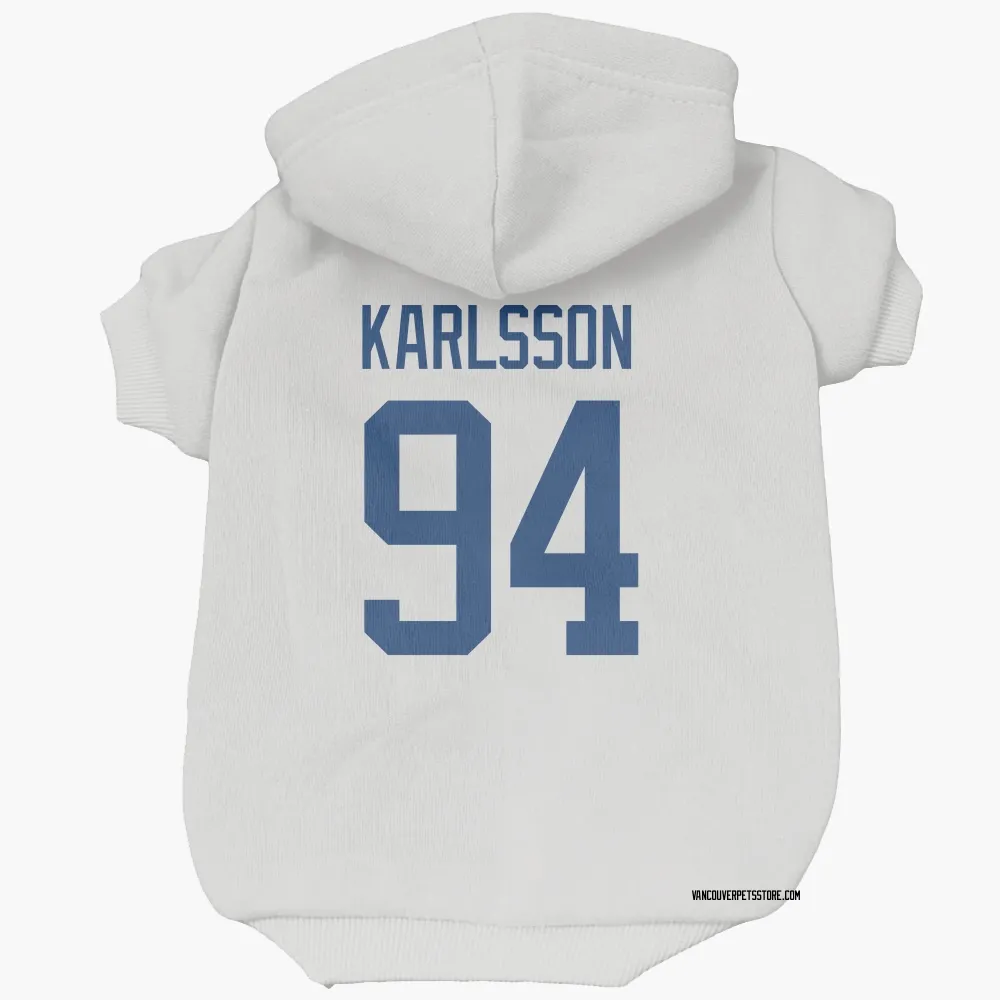 Vancouver Canucks Linus Karlsson White Pet Hoodie for Dog & Cat