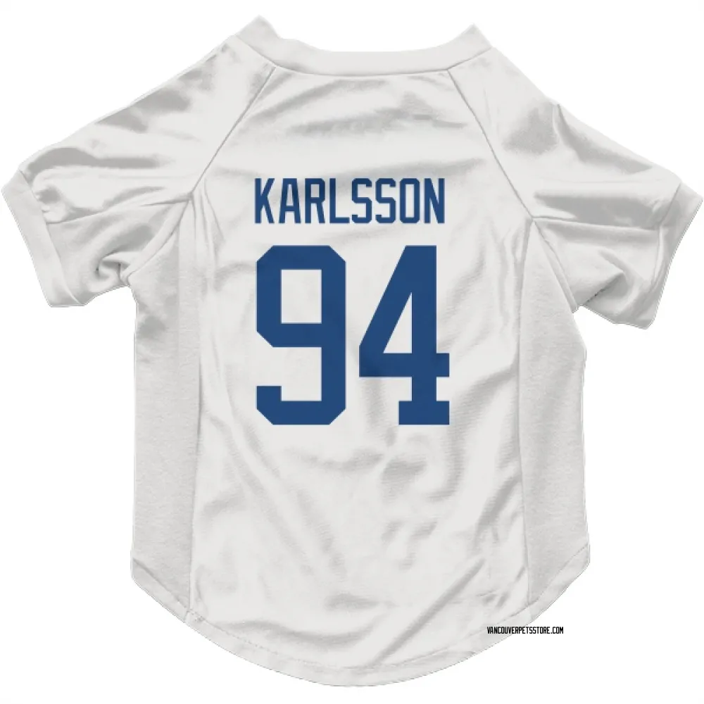Vancouver Canucks Linus Karlsson White Pet Jersey for Dog & Cat