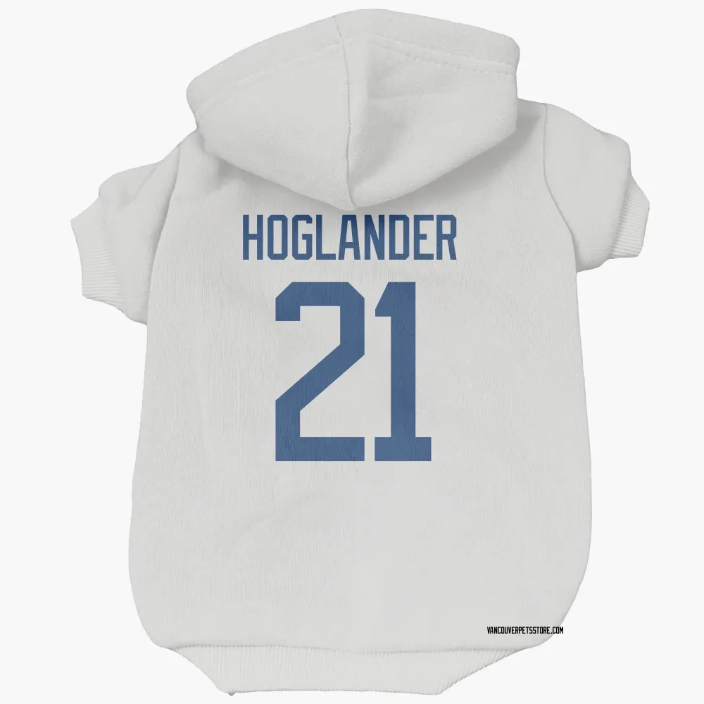 Vancouver Canucks Nils Hoglander White Pet Hoodie for Dog & Cat