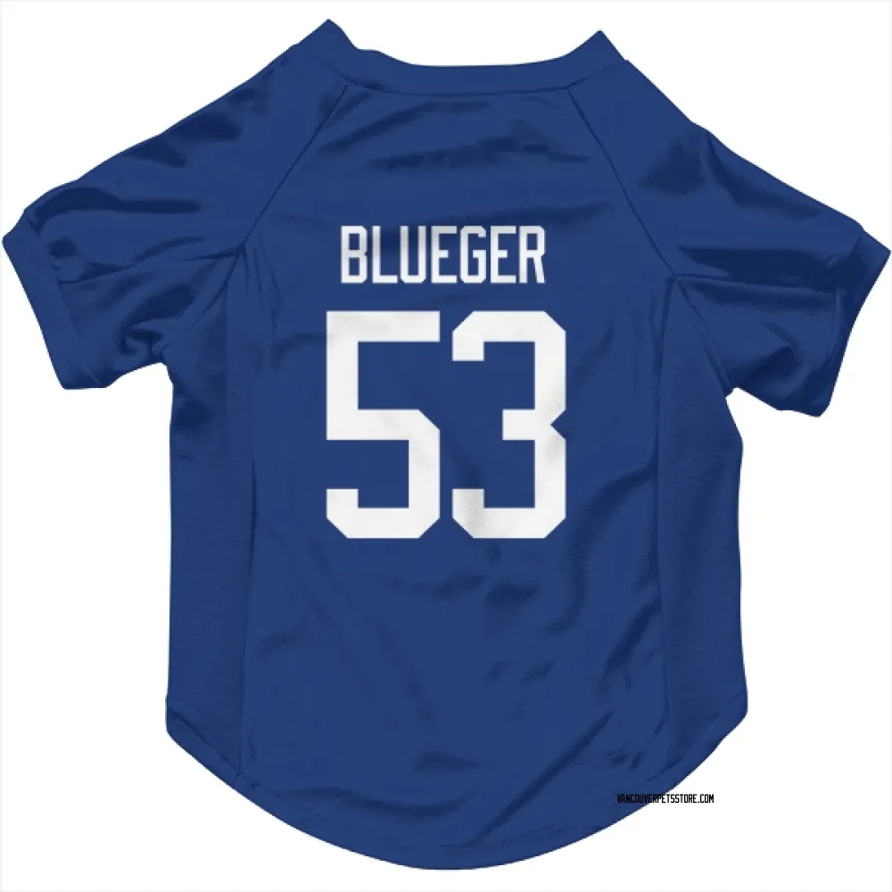 Vancouver Canucks Teddy Blueger Blue Pet Jersey for Dog & Cat