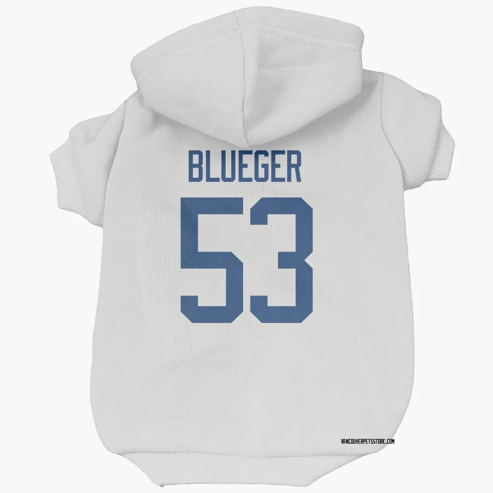Vancouver Canucks Teddy Blueger White Pet Hoodie for Dog & Cat
